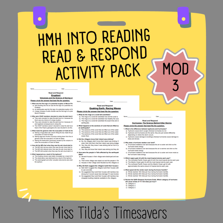 Read and Respond Activity Pack - Grade 5 HMH Into - Made By Teachers