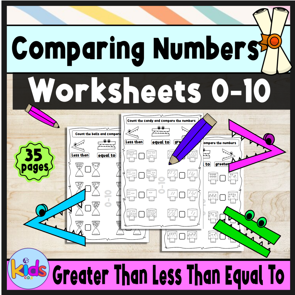 Math Practice Comparing Numbers 0-10 Greater Than Less Than Equal To ...