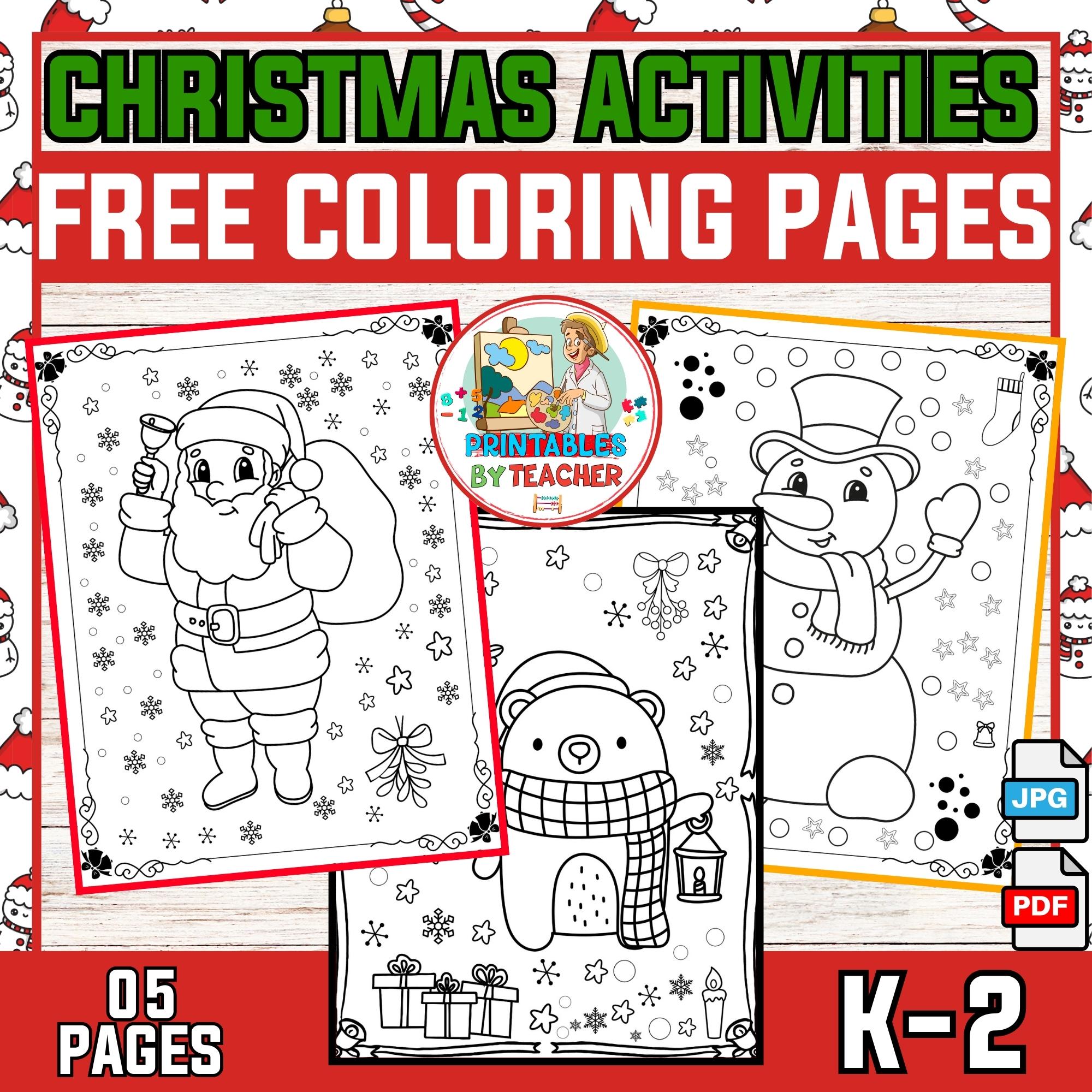 Free Christmas coloring sheets for kids | winter activities - worksheets k-2