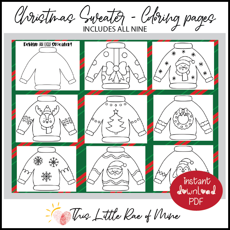 Ugly Sweater - Christmas - Printable - DIY Kids craft - activity - printable