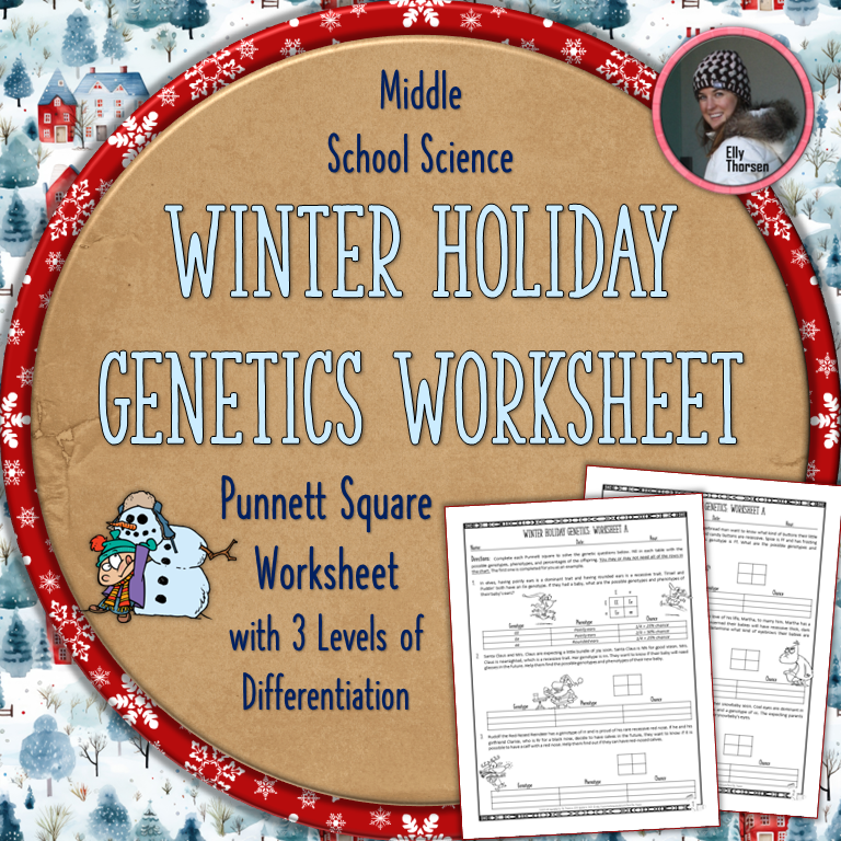 Christmas Winter Genetics Worksheet: Differentiated Punnett Square Practice