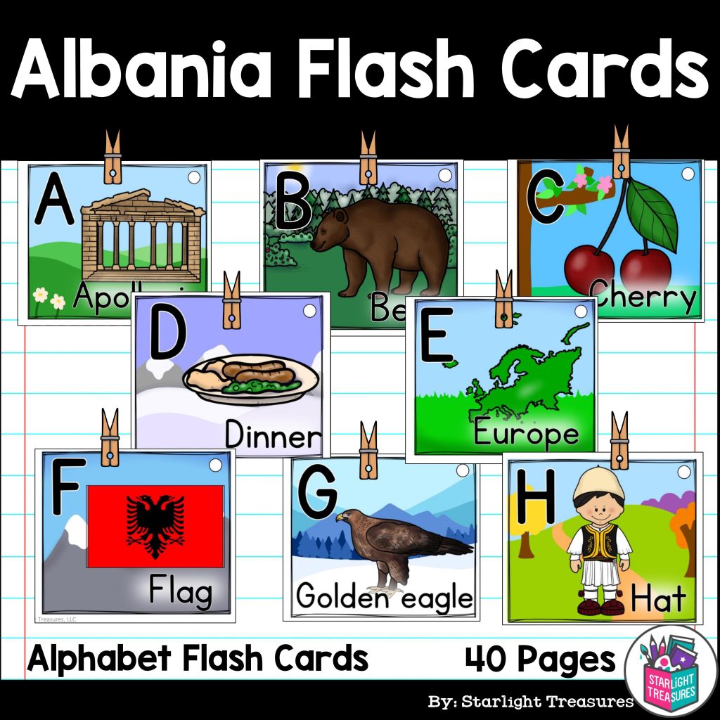 Alphabet Flash Cards for Early Readers - Country of Albania - Made By ...