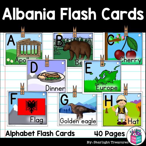 Alphabet Flash Cards for Early Readers - Country of Albania - Made By ...