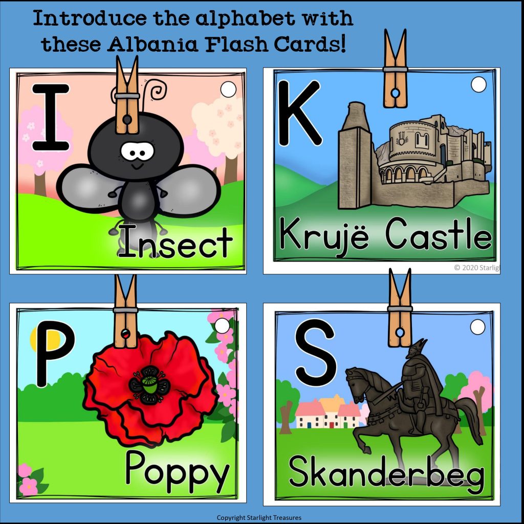 Alphabet Flash Cards for Early Readers - Country of Albania - Made By ...