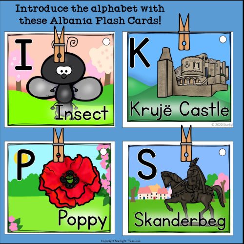 Alphabet Flash Cards for Early Readers - Country of Albania - Made By ...