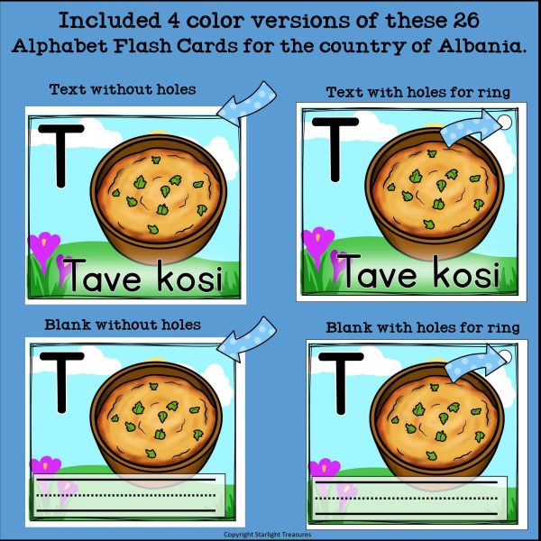 Alphabet Flash Cards for Early Readers - Country of Albania - Made By ...