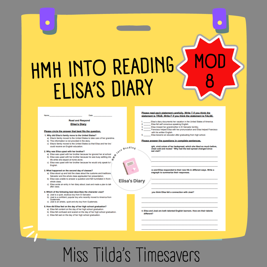 Elisa's Diary - Grade 5 HMH Into Reading (Module 8)