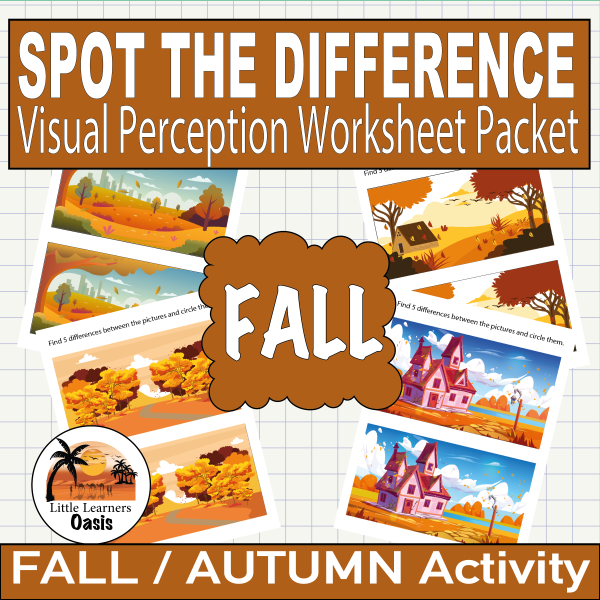 Spot the Difference Visual Perception Fall Worksheet Packet - Made By ...