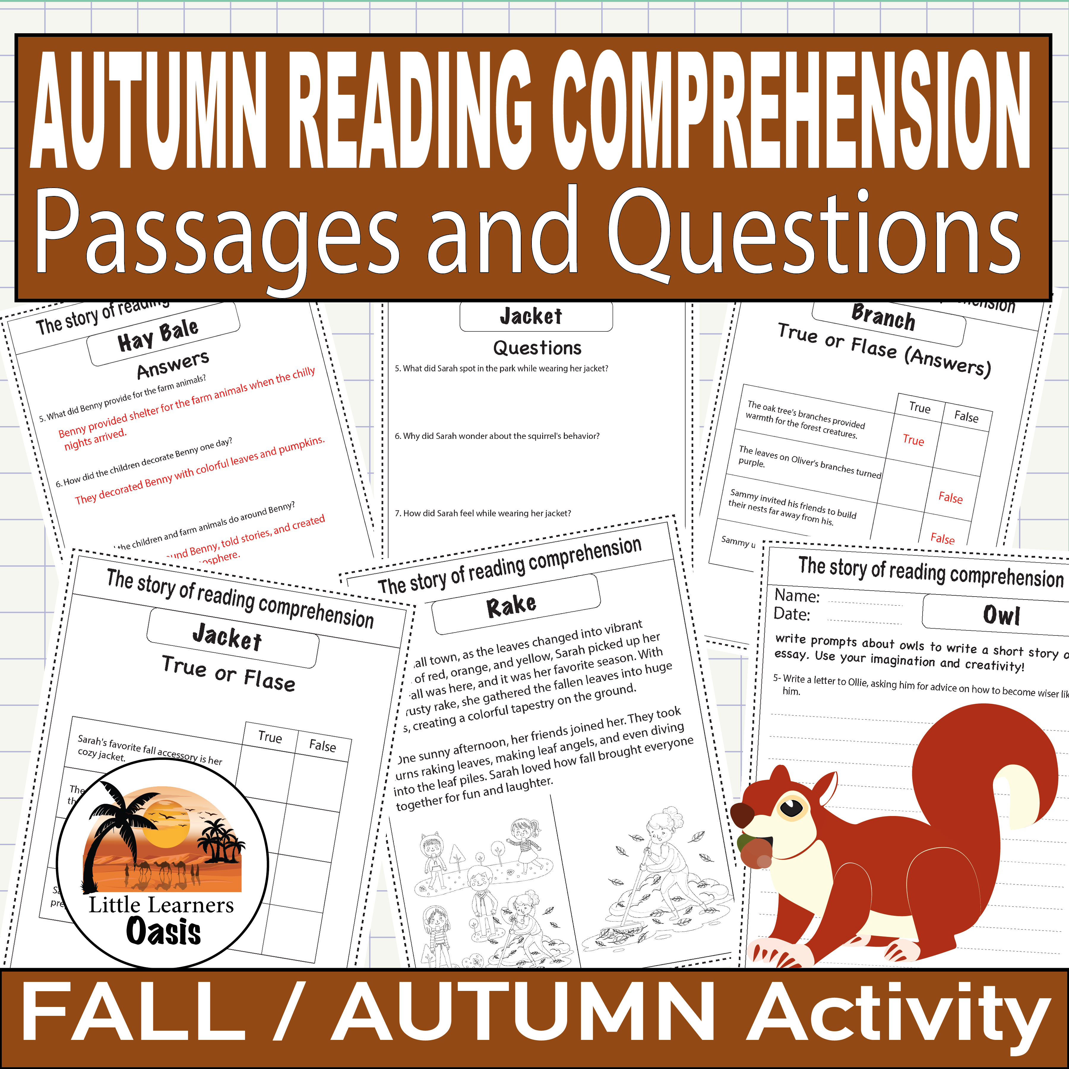 Autumn Reading Comprehension Passages and Questions - Fall - Printable & Digital