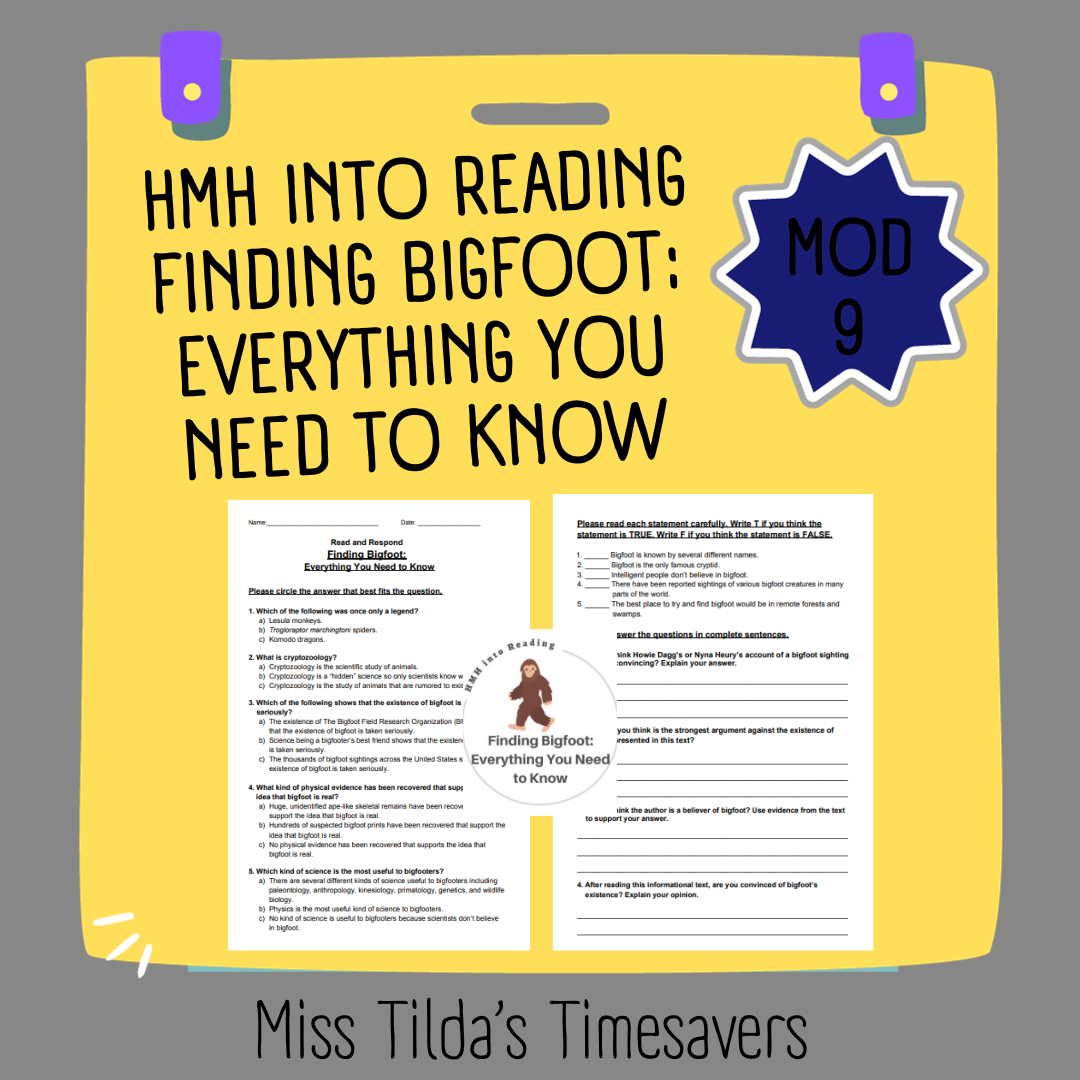 T.J. The Siberian Tiger Cub - Grade 3 HMH into Reading | Made By Teachers