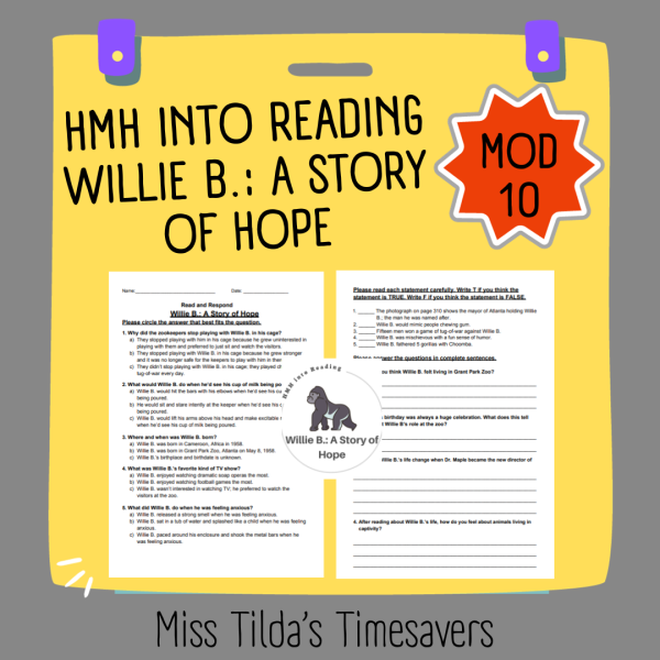 Willie B.: A Story of Hope - Grade 5 HMH Into Reading (Module 10 ...
