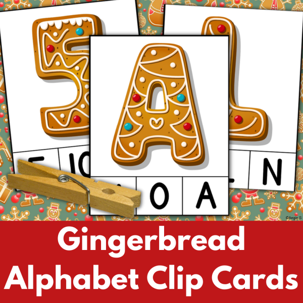 Gingerbread Alphabet Matching Clip Cards for Christmas Set 1 | Made By ...