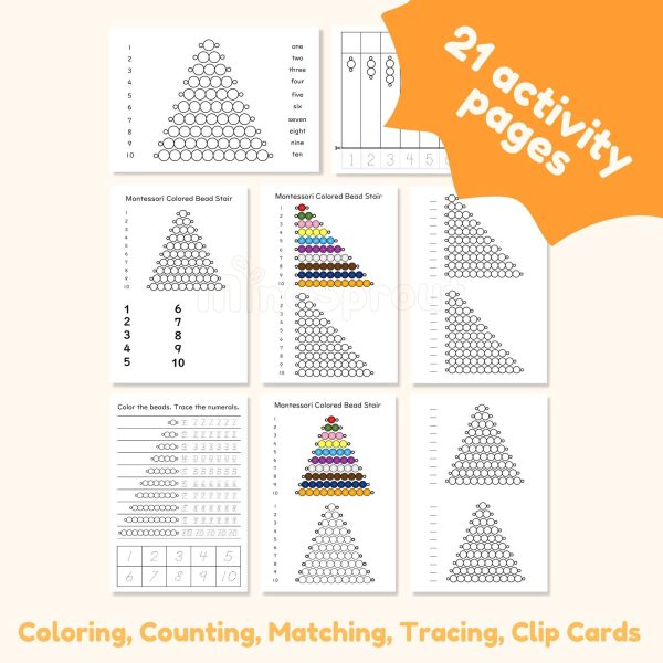 Colored Short Bead Stair Montessori Math Material Counting One-to-one ...