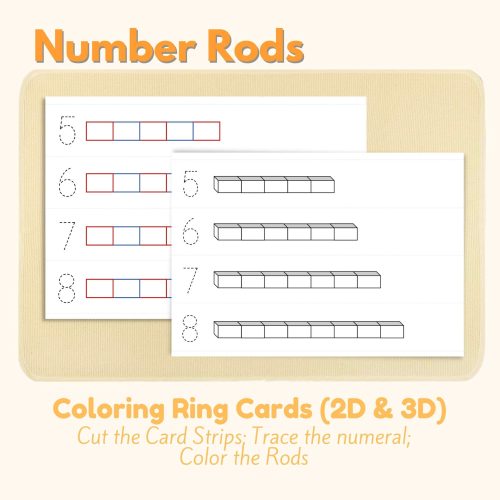 Number Rods Montessori Math Material Extension Activity Matching Cards ...