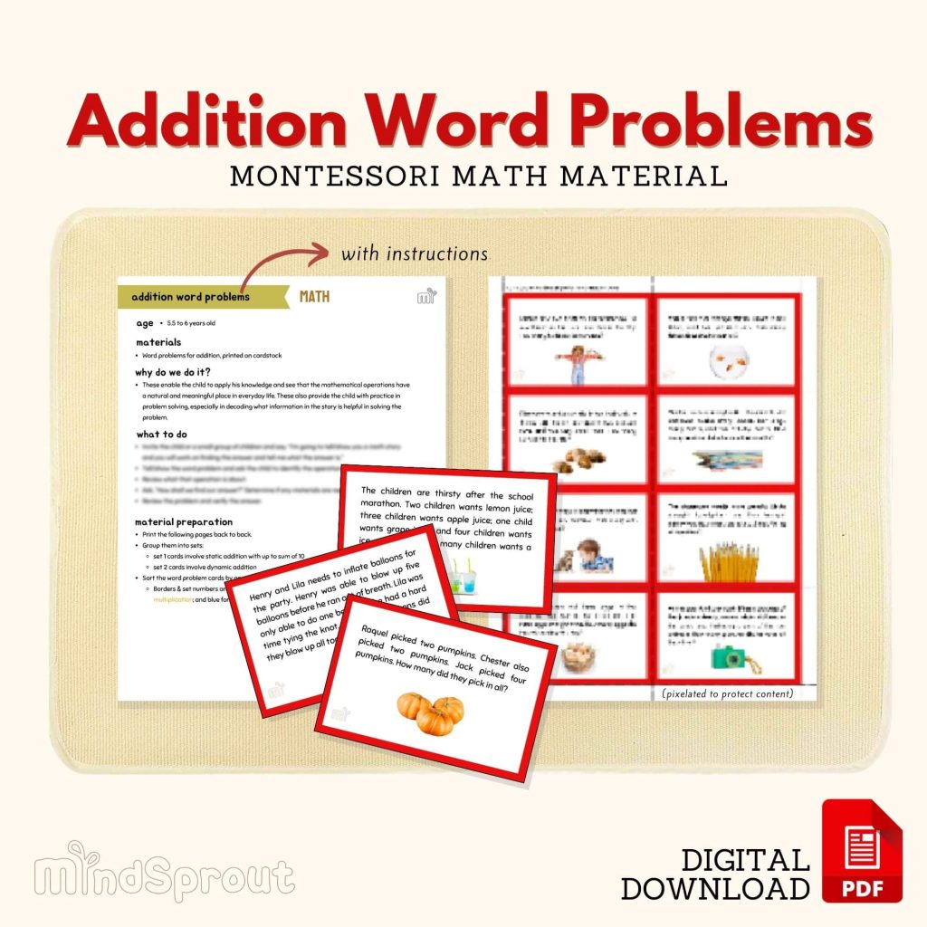 Addition Word Problems Montessori Math Material Extension Activity Math ...