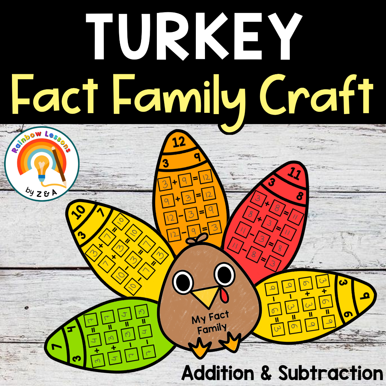 Math Turkey Craft | Fact Family Craft | Fact Families Addition and Subtraction