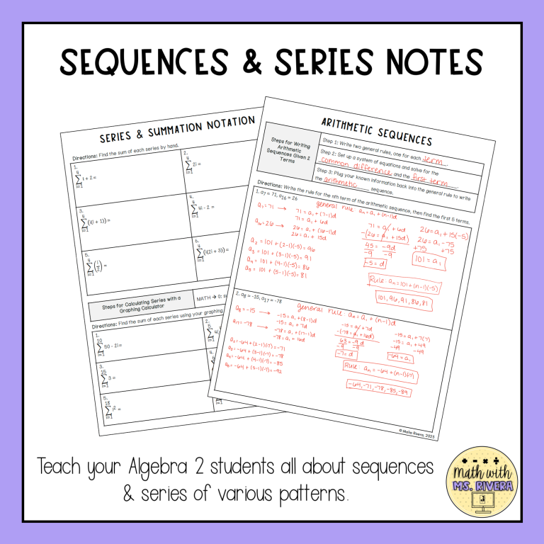 Sequences and Series Guided Notes Bundle for Algebra 2 | Made By Teachers