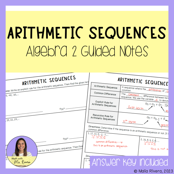 Arithmetic Sequences Guided Notes for Algebra 2 - Made By Teachers