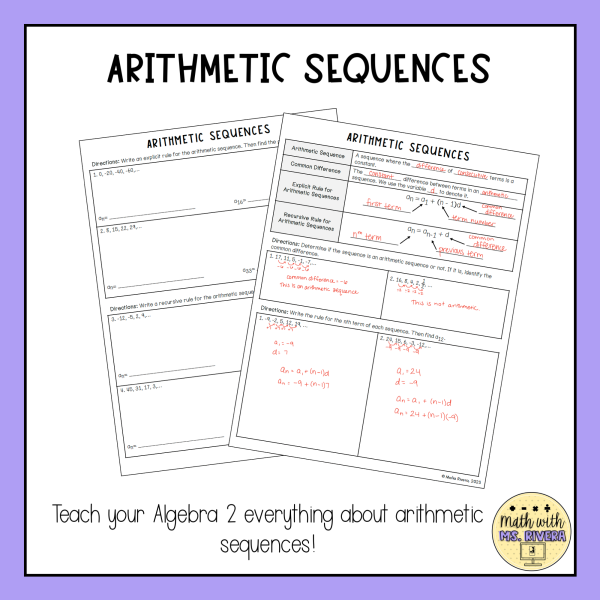 Arithmetic Sequences Guided Notes for Algebra 2 - Made By Teachers