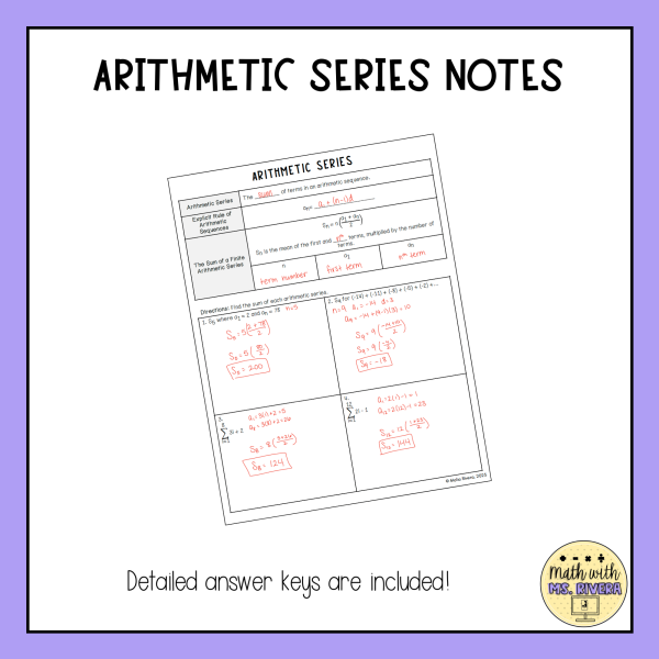 Arithmetic Series Guided Notes for Algebra 2 | Made By Teachers