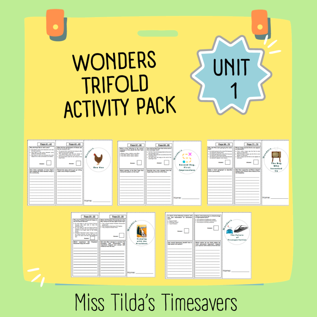 5th Grade Wonders Activity Pack - Unit 1 - Made By Teachers