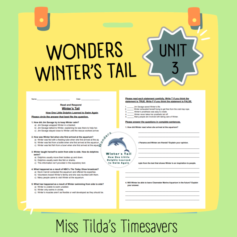 Winter's Tail - Read and Respond Grade 5 Wonders - Made By Teachers