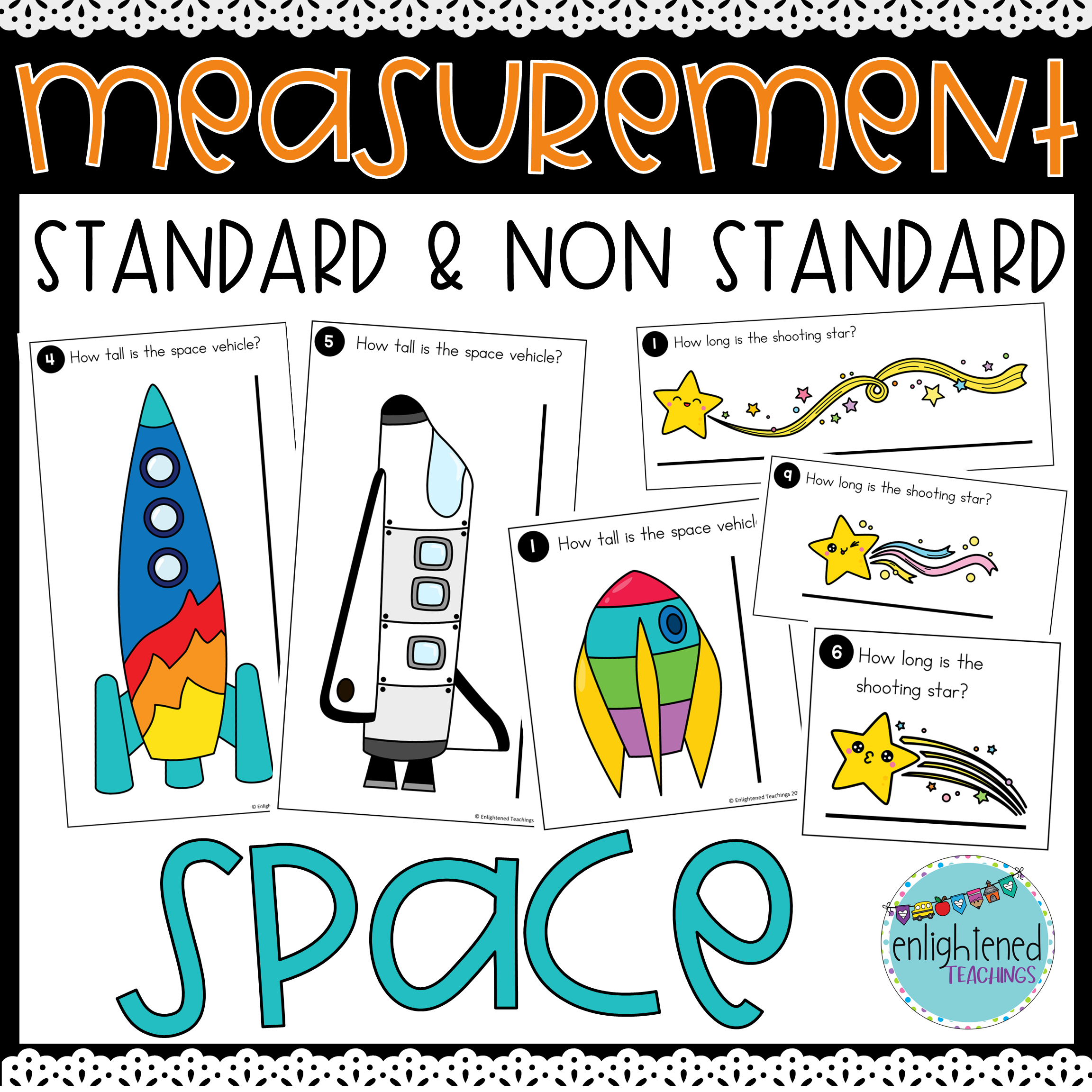 Space Measurement Task Cards Standard & Non Standard Measurement Space Measuring