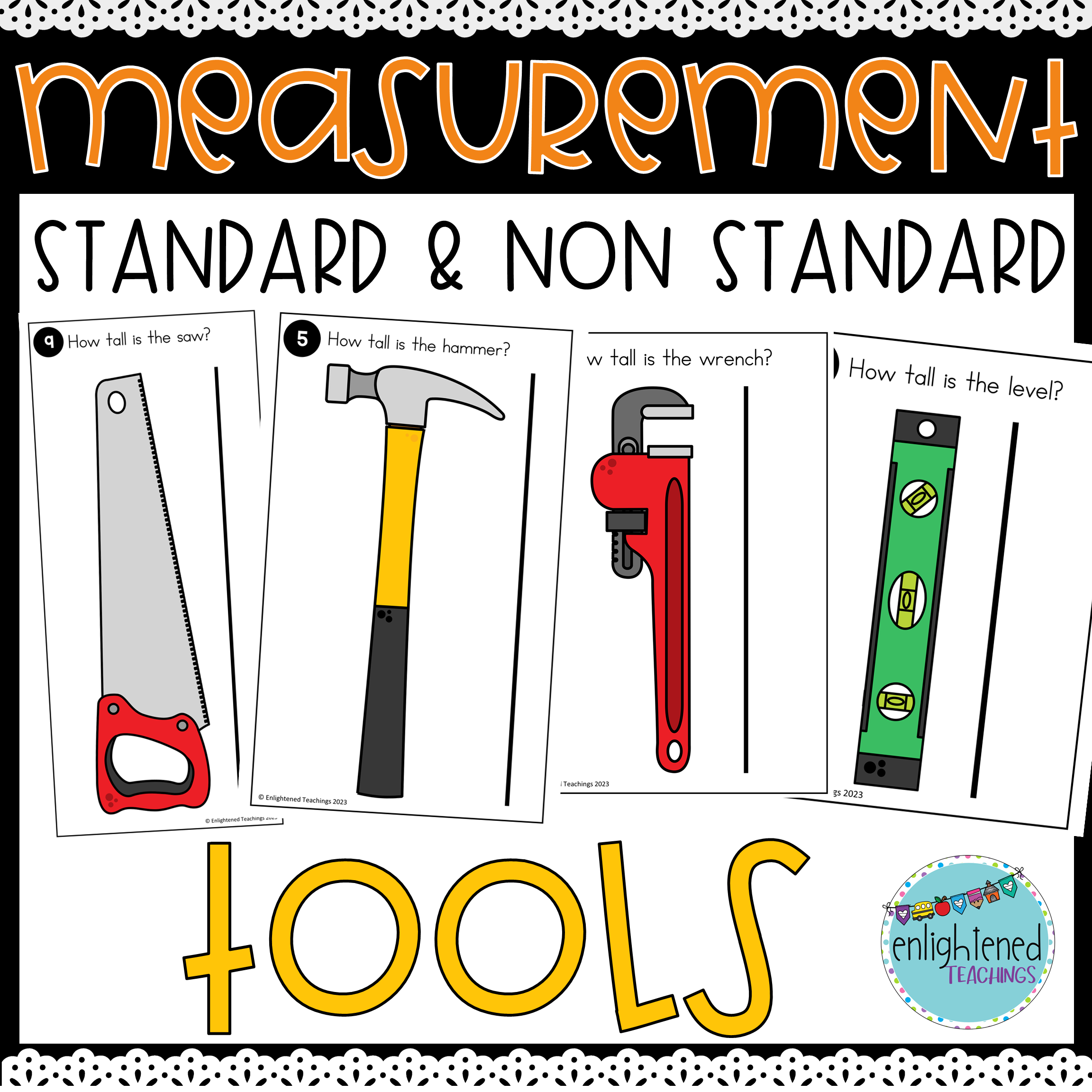 Tool Measurement Task Cards Standard & Non Standard Measurement Measuring ConstructionTools