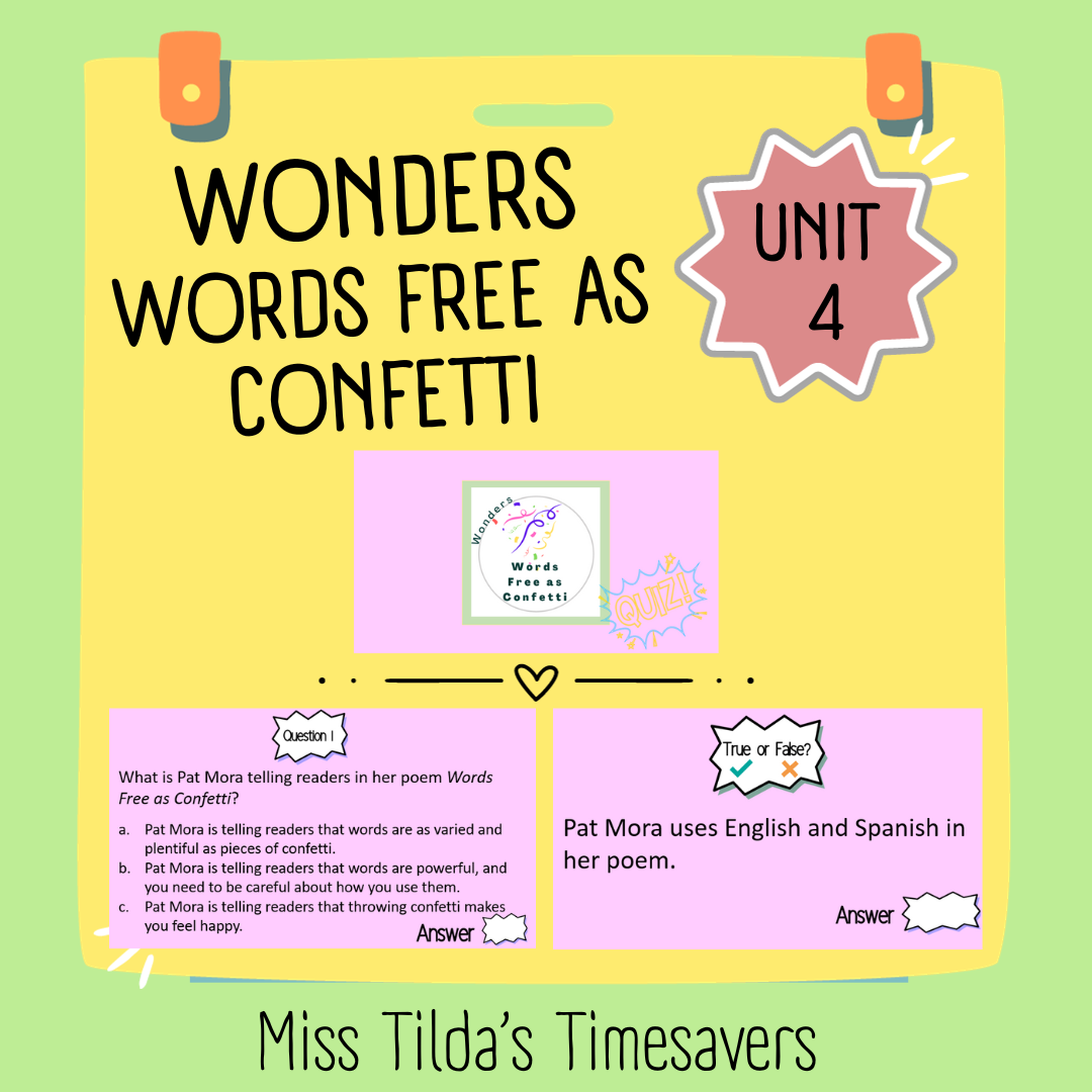Words Free as Confetti Quiz - Grade 5 Wonders