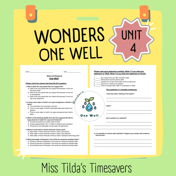 One Well - Read and Respond Grade 5 Wonders - Made By Teachers