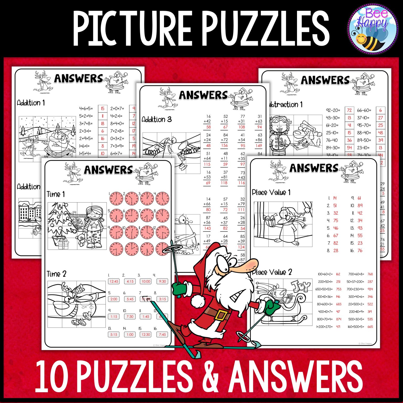 Christmas Maths Mystery Picture Puzzles - Made By Teachers