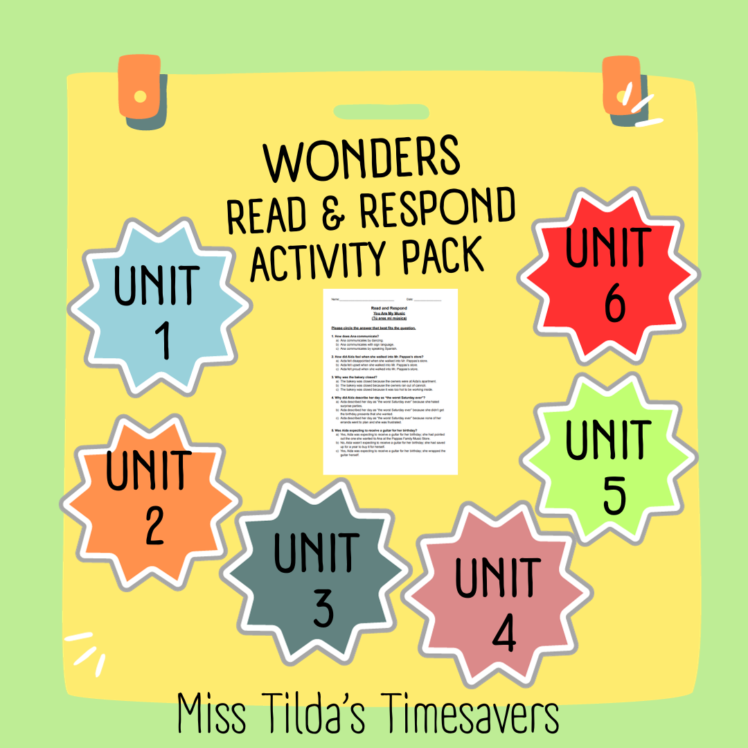 5th Grade Wonders Read and Respond Activity Pack