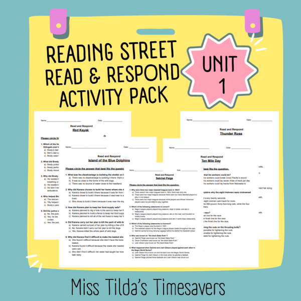 Read and Respond Activity Pack - Reading Street 5.1: Unit 1 | Made By ...