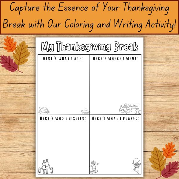After Thanksgiving Break No Prep Writing Activity, During Thanksgiving ...