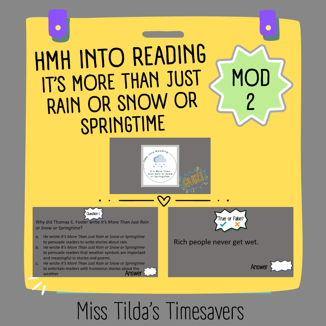 It's More Than Just Rain or Snow or Springtime Quiz - Grade 6 HMH into Reading