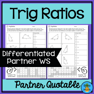 Trig Ratios Differentiated Partner Worksheets Quotable