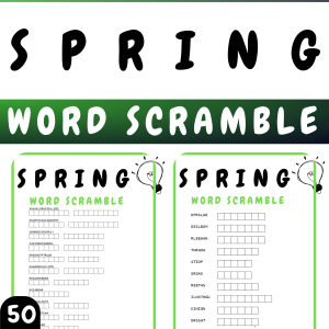 SPRING WORD SCRAMBLE PUZZLE WORKSHEETS ACTIVITIES FOR KIDS - Made By ...