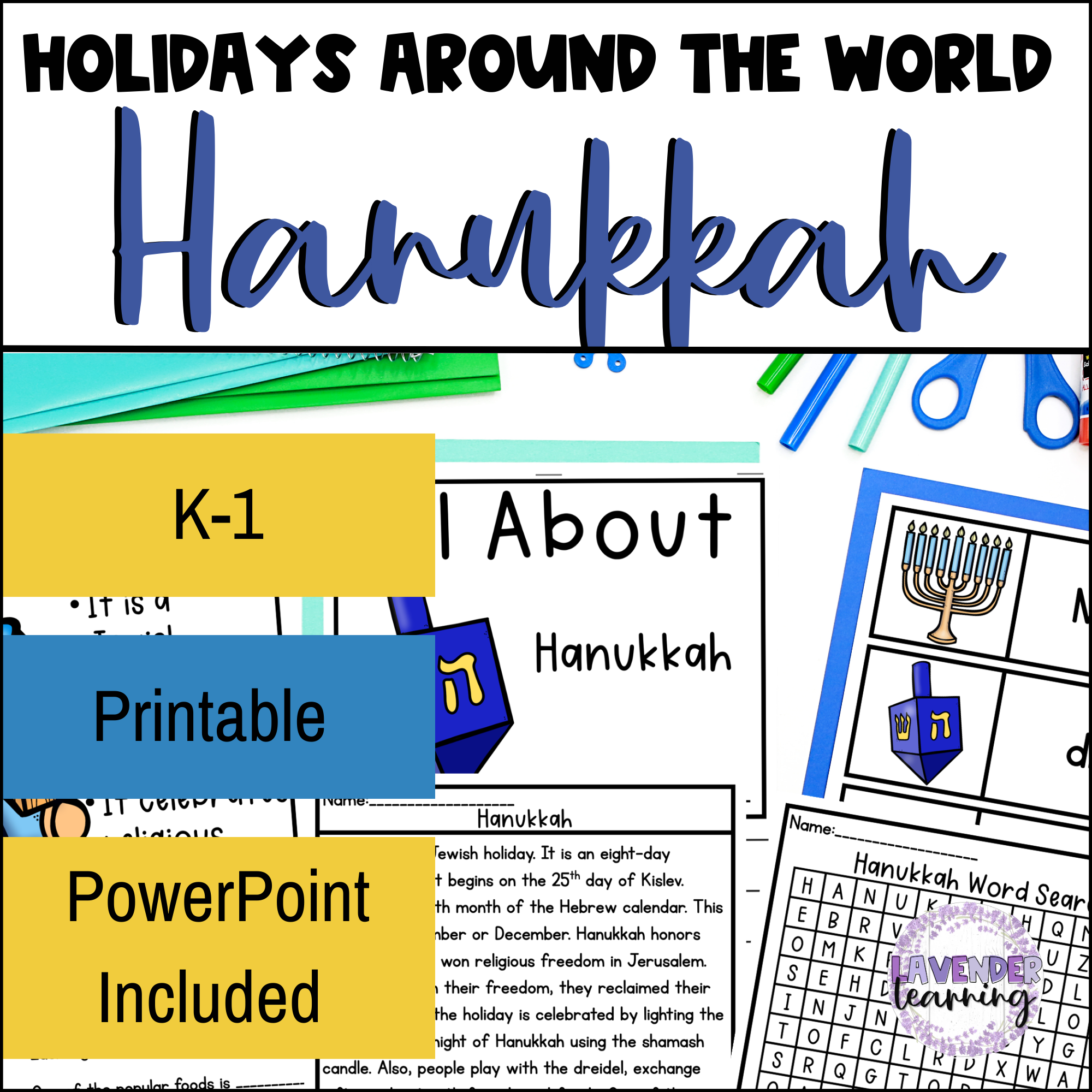 Holidays Around the World Hanukkah Worksheets, Flip Book - Hanukkah PowerPoint