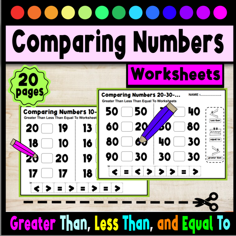 Comparing Numbers Activities:Worksheets on Greater Than, Less Than, and ...