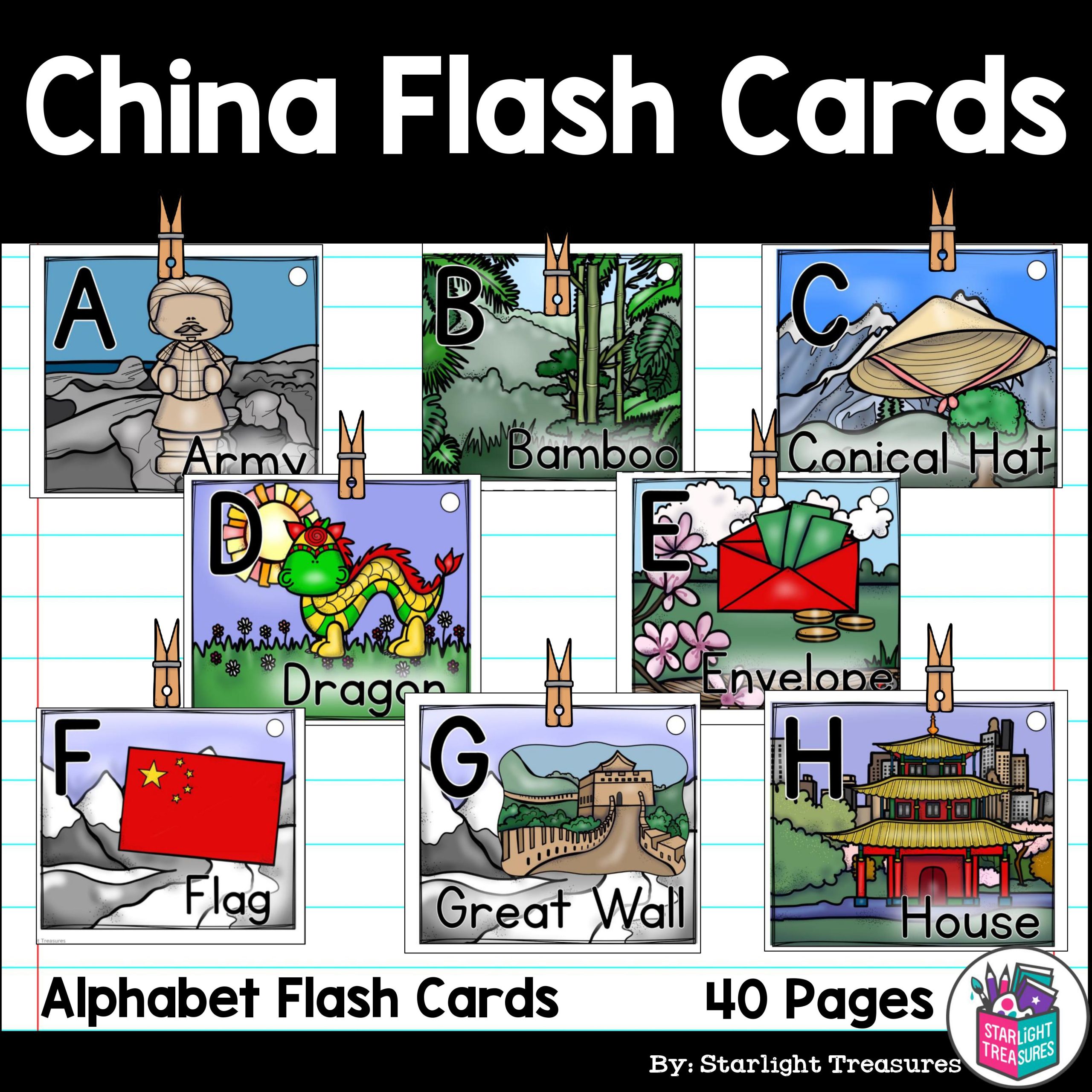 Alphabet Flash Cards for Early Readers - Country of China