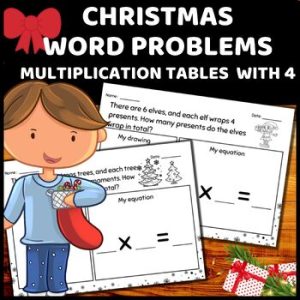 Christmas Multiplication with 4 Word Problems Practice Center | Made By ...