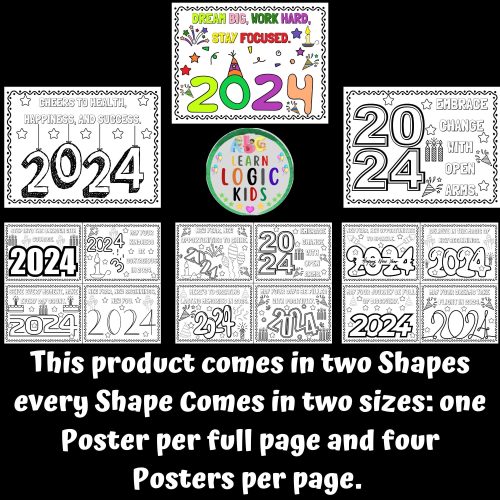 Year R Posters New Year's 2024 Posters and Coloring Bulletin Board Bundle | Made By ...