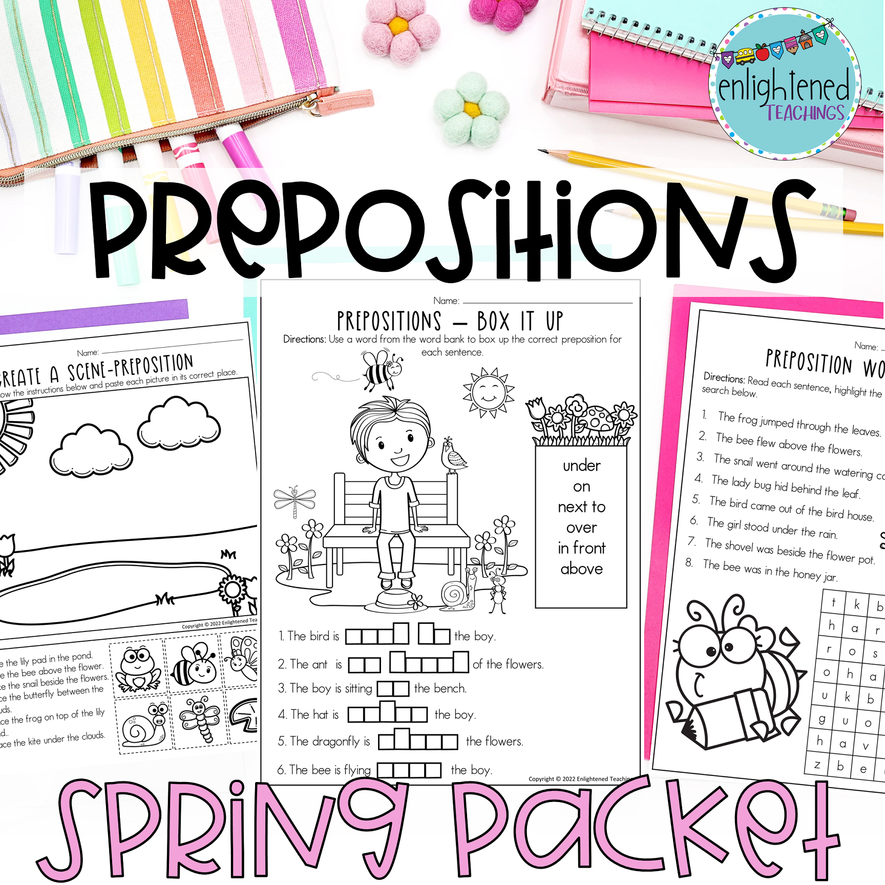 Spring Preposition Worksheets Spring Positional Words Preposition Activities