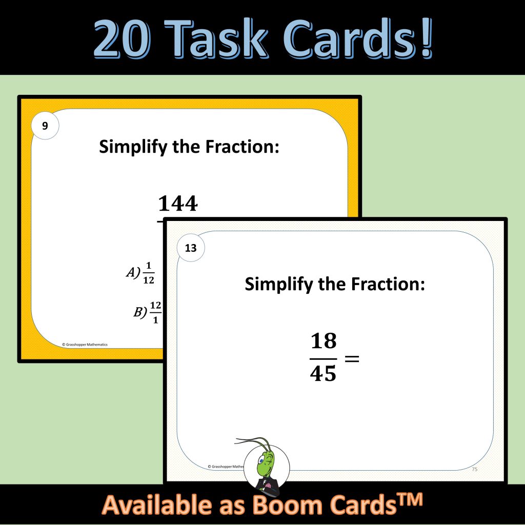Simplifying Fractions Set 4 Task Cards and Google Slides and Forms ...