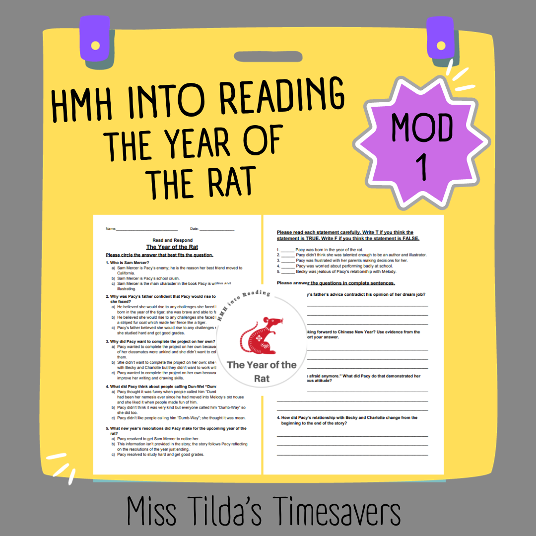 The Year of the Rat - Grade 4 HMH Into Reading (Module 1)