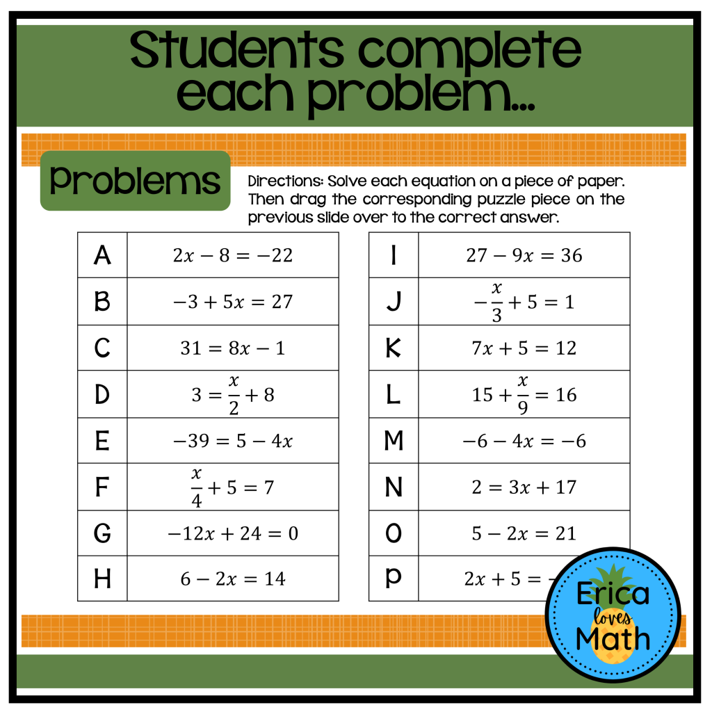 Solving Two-Step Equations Digital Activity Picture Puzzle - Made By ...