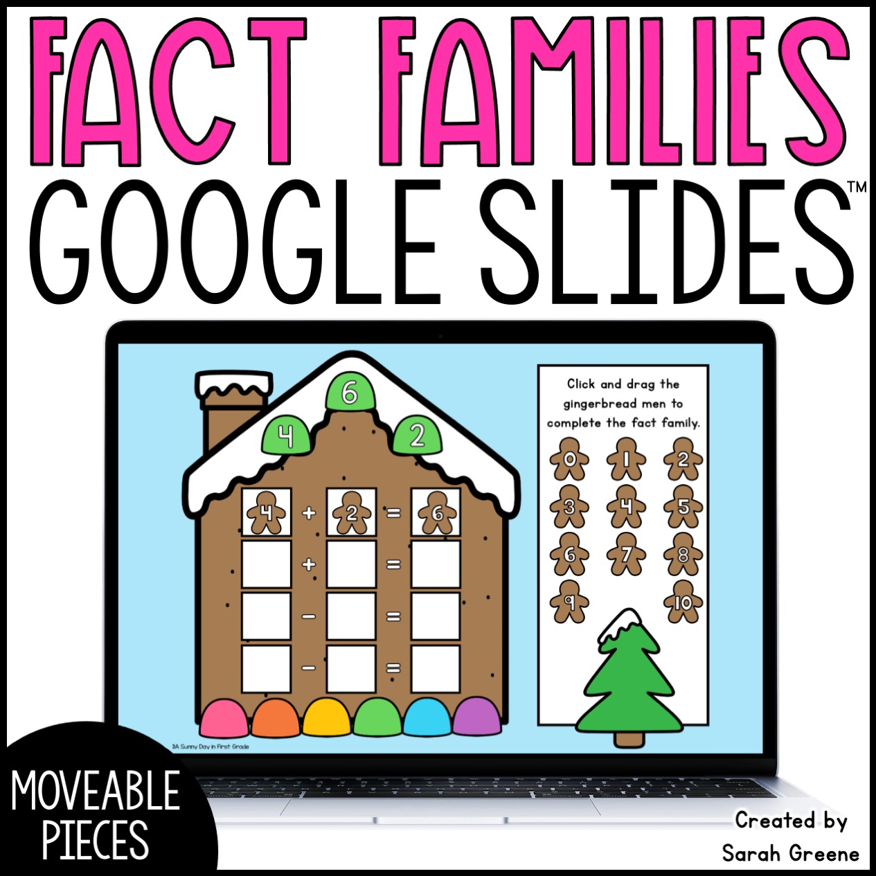 Gingerbread Addition and Subtraction Fact Families for Google Slides™