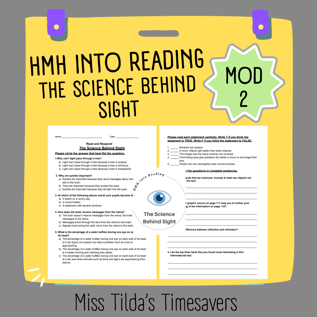 The Science Behind Sight - Grade 4 HMH Into Reading (Module 2)