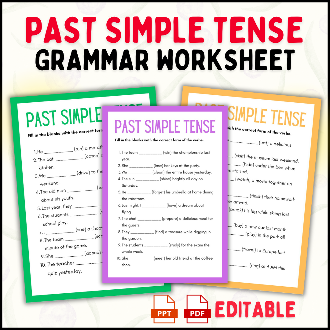 Past Simple Tense: A Fundamental Grammar Worksheet for All Learners (Editable)