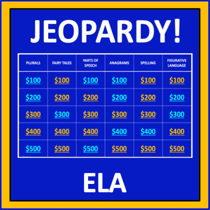 ELA Jeopardy - an interactive language arts game